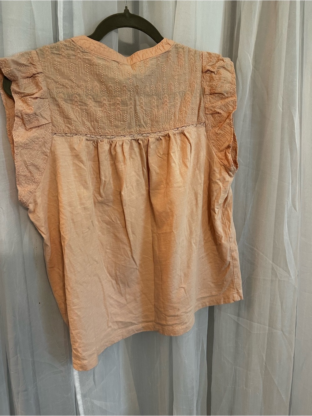 Design History Peach Embroidered Trim Flutter Sleeve Top - Picture 4 of 9
